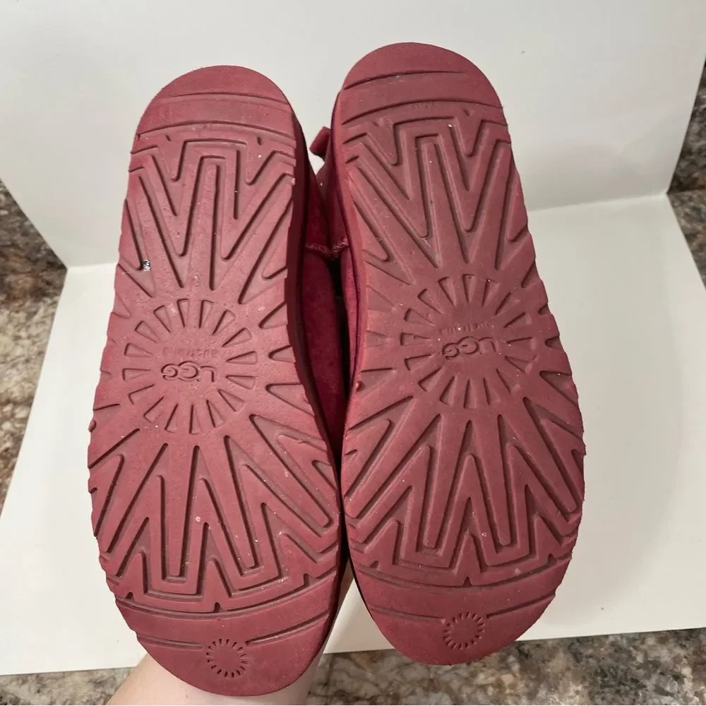 Ugg Maroon Bow Rhinestone Ankle Booties